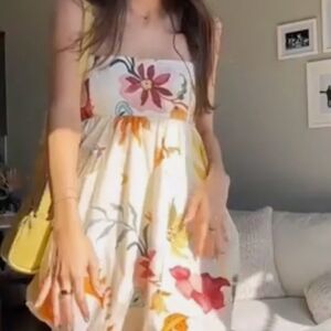 Zara Cream Floral & Sun Bubble Dress with Pastel Accents